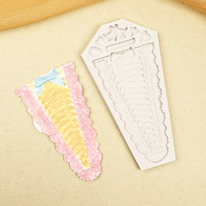 Silicone mold for lace fondant decorations featuring bow patterns and woven textures