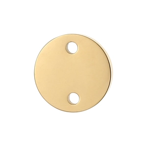 Close-up of golden stainless steel hollow round button charms for jewelry DIY crafts