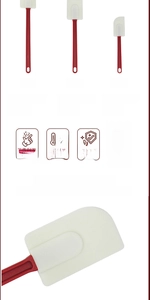 Size chart for silicone cream spatulas showing small, medium and large baking tool dimensions