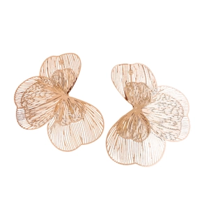 Elegant rose gold hollow petal earrings with minimalist floral design for women
