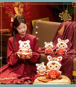 Adorable Year of the Horse zodiac plush toy in Tang suit for Chinese New Year gifts