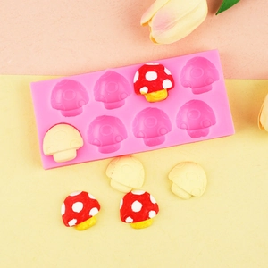 Pink silicone mold for mushroom-shaped fondant cakes and handmade chocolate making