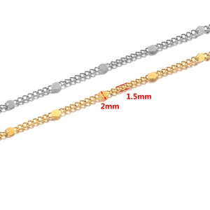 Polished stainless steel 1.5mm curb chain with 2mm round discs for DIY jewelry making