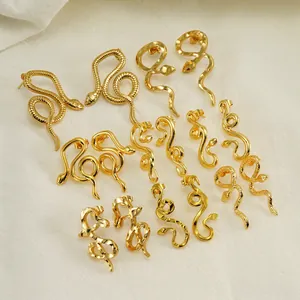 Snake Stud Earrings Stainless Steel 18K Gold Plated Personalized Animal Jewelry For Women Fashion Accessory