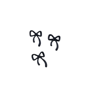 Three black bow nail art charms made of resin for DIY Japanese style manicure designs