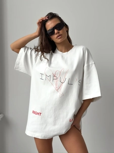 T-Shirt Femme Coton Col Rond Manches Courtes Imprimé Lettres Cœur Oversized American Streetwear Casual Top