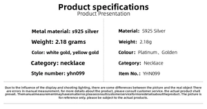 Detailed product specifications of S925 silver star and moon necklace with weight info