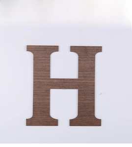 Minimalist walnut wood grain letter H wall decor hanging for modern home living room