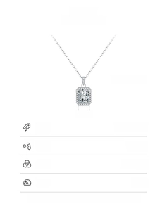Detailed specs of 925 silver necklace featuring a 6.8x9mm rectangular zircon stone