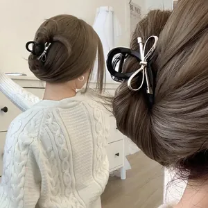 Elegant Hair Claw Clip Plastic And Alloy Metal Bow Shark Grip Trendy Hair Accessories For Women
