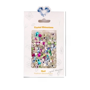 Colorful star-shaped nail crystal rhinestones in 11.7x7.3cm card packaging