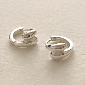 Minimalist Double Hoop Earrings 925 Sterling Silver Geometric Intertwined Stud Jewelry For Women Fashion Gift