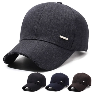 Baseball Cap Textured Polyester Sport Letter Metal Plate Adjustable Curved Brim Sun Hat For Men Women Casual