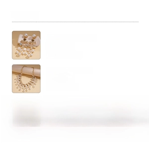 Detailed size and material chart for vintage pearl fringe necklace and earrings set