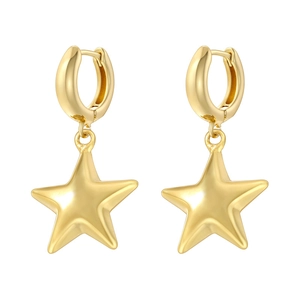 Polished gold-plated star pendant earrings with a minimalist 3D geometric design