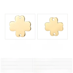 Detailed size chart for stainless steel four-leaf clover charms in 16mm and 22mm sizes