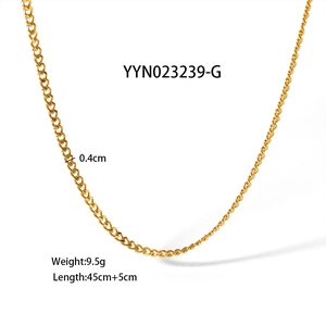 Detailed specs of 18K gold plated stainless steel blade chain with 0.4cm width and 9.5g weight