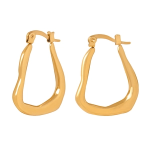 Elegant gold irregular geometric hollow water drop earrings in minimalist stainless steel