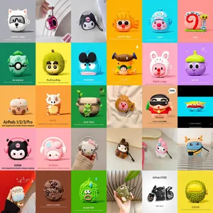 Cartoon Creative 3D Earphone Cases Soft Silicone Protective Covers Shockproof Novelty Design For Wireless Earbuds
