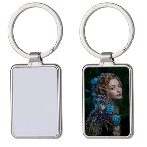 DIY sublimation metal keychains with rectangular blank insert for personalized photo printing