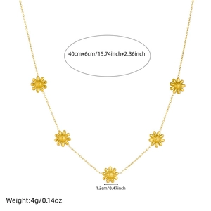 Gold-plated minimalist necklace with five dainty daisy pendants on a delicate 40cm chain