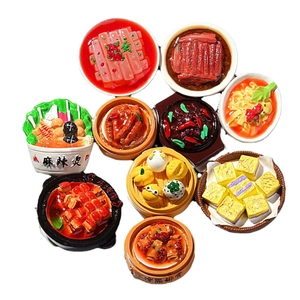 Collection of 3D realistic resin Chinese food magnets including Dim Sum and Braised Pork