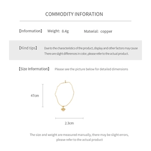 Informations sur la taille et spécifications du collier avec pendentif en feuille en cuivre