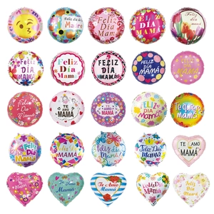 20pcs 18-inch mother's day foil balloons in heart and round shapes with Spanish text