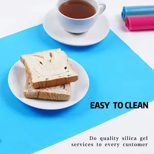 Silicone Kneading Mat Food Grade Non Stick Heat Resistant Baking Sheet Table Protector Thickened Reusable Foldable Blue Pink