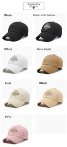 Detailed grid view showcasing various colors and 3D embroidery on the baseball caps