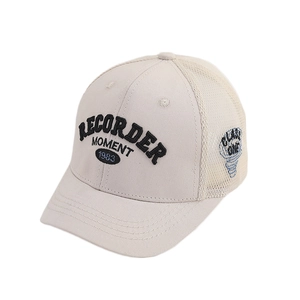 Kids breathable mesh baseball cap with RECORDER MOMENT embroidery and sun protection brim