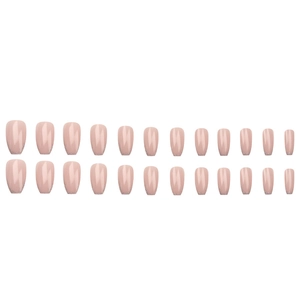 Pink French glitter ballet press-on nails set with 24 short square-round pieces