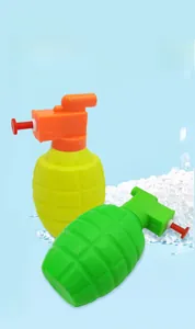Detail of yellow and green grenade-shaped water guns made from durable thickened PC plastic