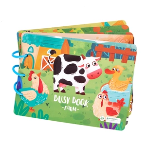 Educational Farm Theme Busy Book for toddlers with interactive velcro stickers and ring binder