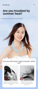 Cooling neck ring with blue polka dots worn by a female model during outdoor summer activities