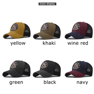 Set of 6 breathable mesh trucker hats with goose embroidery and vintage washed finish