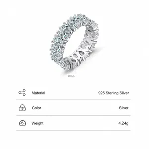 Elegante anello in argento sterling S925 con zirconi a goccia, larghezza 6mm