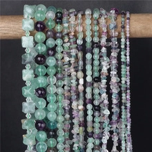 Macro detail of natural multicolored fluorite crystal beads for DIY jewelry making
