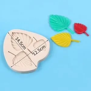 Detailed 3-hole leaf silicone mold for DIY fondant and resin with delicate texture