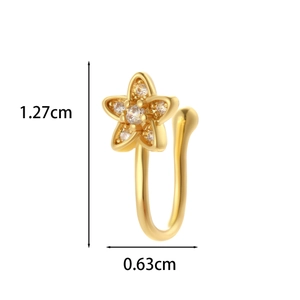 Dimensions détaillées du piercing de nez étoile dorée indiquant 1,27cm de haut et 0,63cm de large
