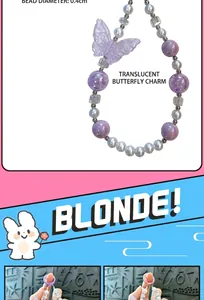 Detail showing luminous butterfly beads and 0.4cm bead diameter