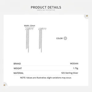 Boucles d'oreilles longues en argent 925 avec pampilles et lettres HAPPY avec mesures