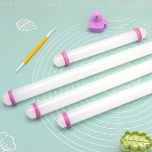 Rolling Pin Adjustable Thickness Rings Non-Stick PP Plastic DIY Baking Dough Roller For Fondant Cake Decorating