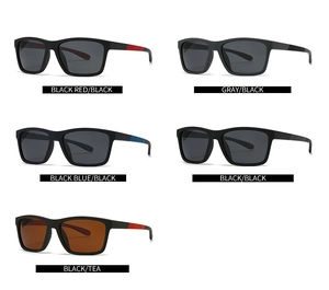 Classic polarized square sunglasses for men shown in five stylish color combinations