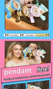 Close-up view of creative Capybara voice changer megaphone keychain charms for bags