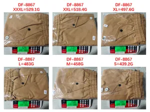 Detailed weight measurement chart for parachute cargo pants across sizes S to 3XL
