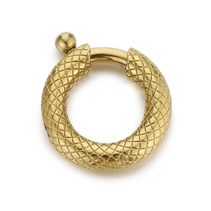 Golden stainless steel spring ring clasp with diamond grid texture for DIY jewelry making