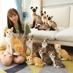 Realistic Simulation Cat Plush Toy Soft Stuffed Animal Realistic Siamese Tabby Orange Kitten Doll For Home Decor Gift