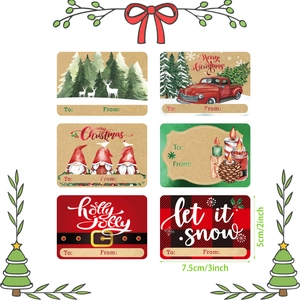 6 étiquettes cadeaux de Noël avec motifs Père Noël et renne incluant zones To et From