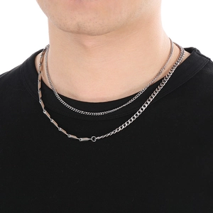 Fashionable stainless steel Cuban chain and link necklace set for men and women